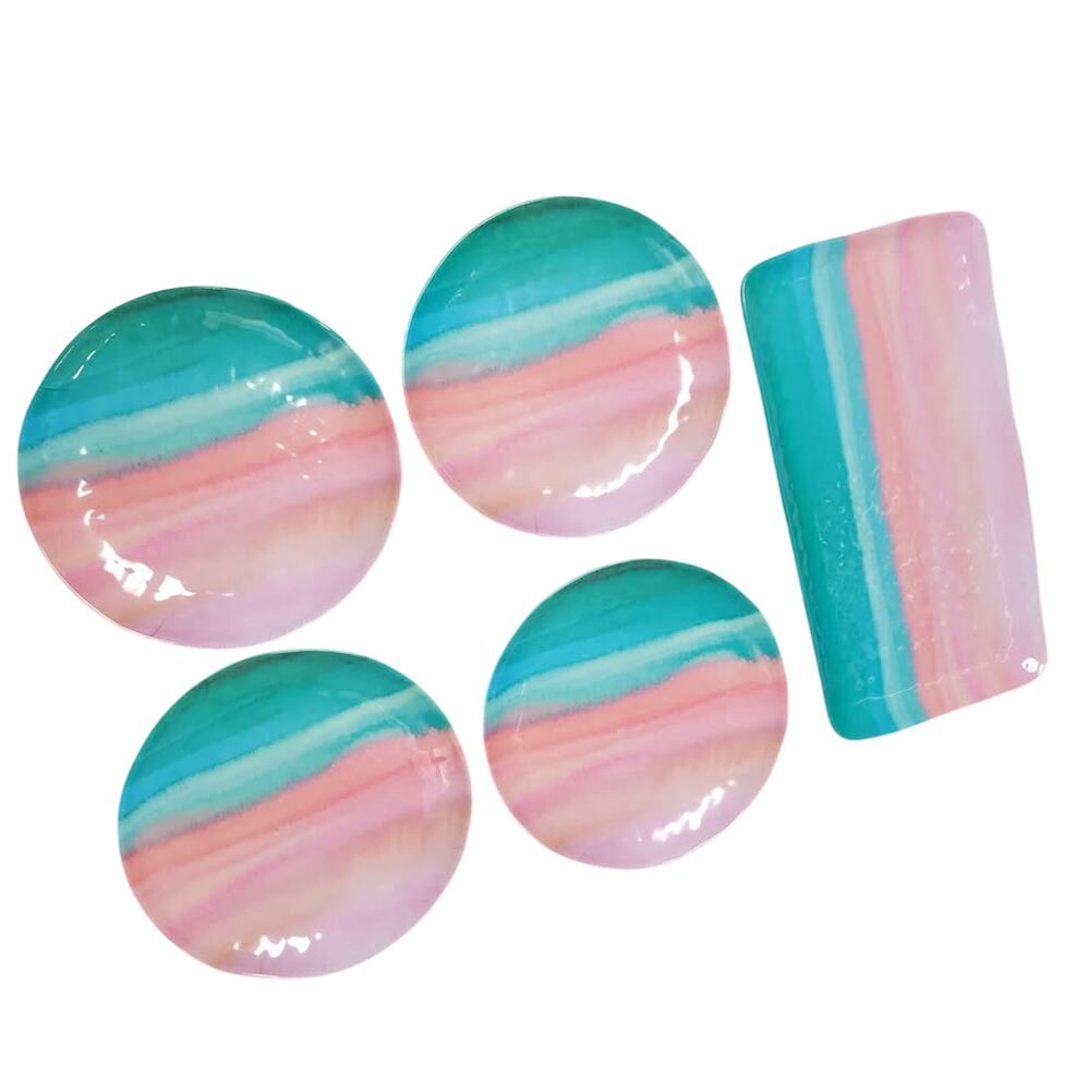 Rachael Roy Melamine Abstract Dinner Plates & Serving Tray